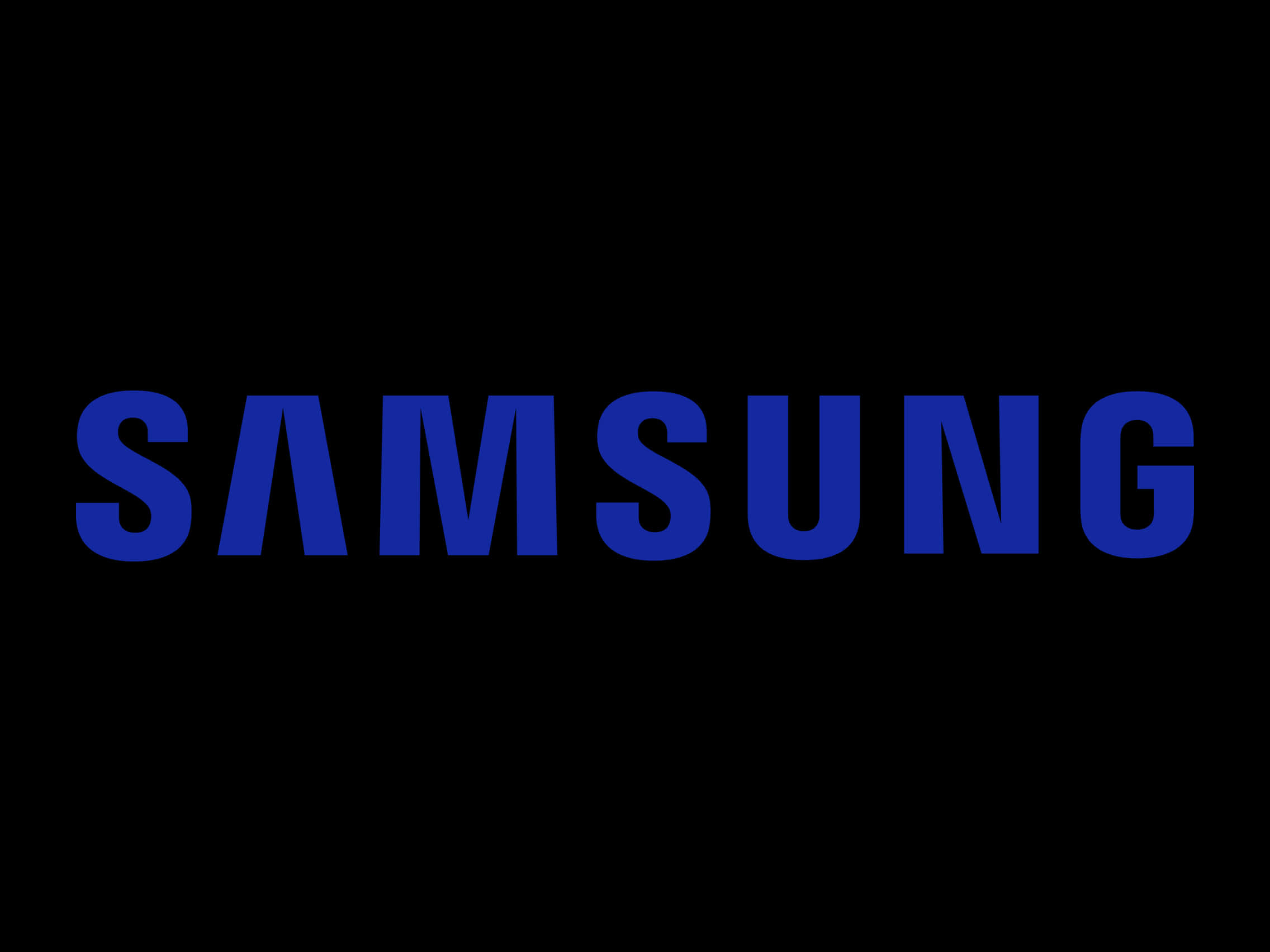 Samsung Logo Blueon Black Background PNG Image