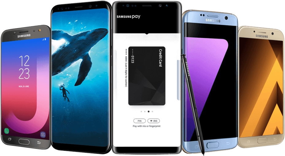 Samsung Smartphone Models Showcase PNG Image