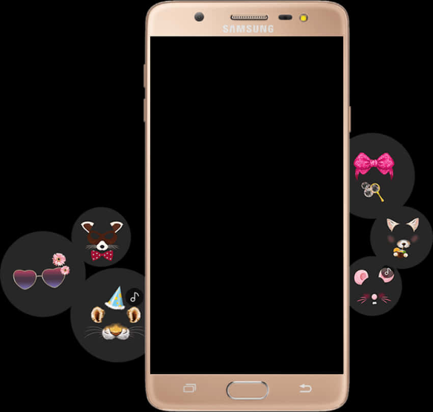 Samsung Smartphonewith Cute Icons PNG Image