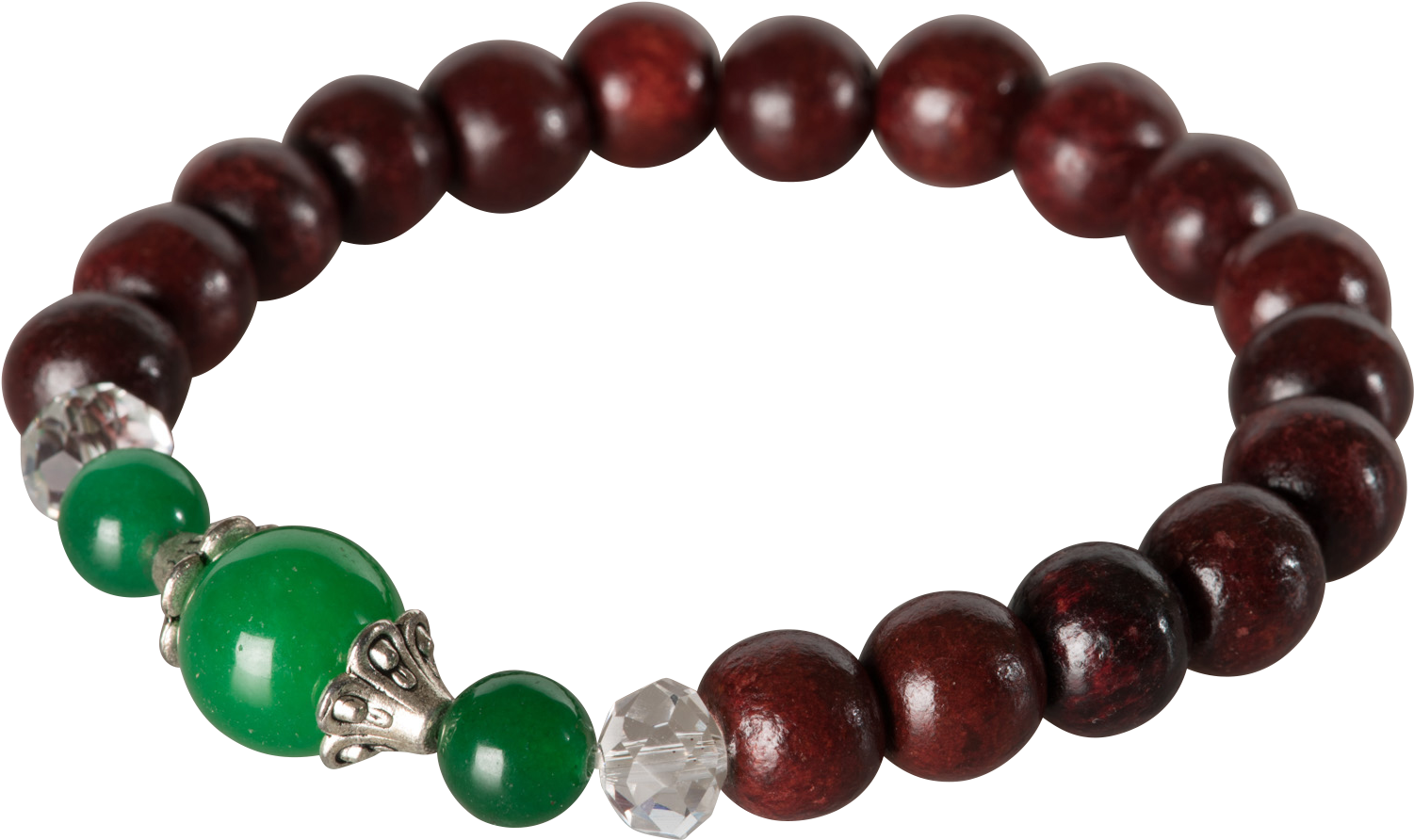 Sandalwood Bead Braceletwith Green Stone PNG Image