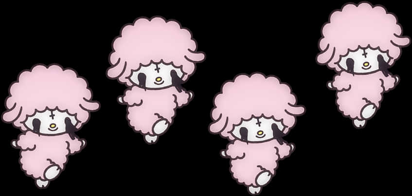 Sanrio Character Pink Sheep Multiple Poses PNG Image