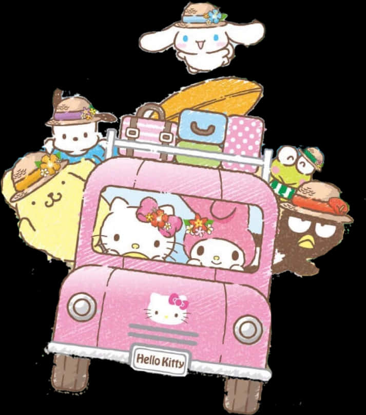 Sanrio Characters Road Trip Adventure PNG Image