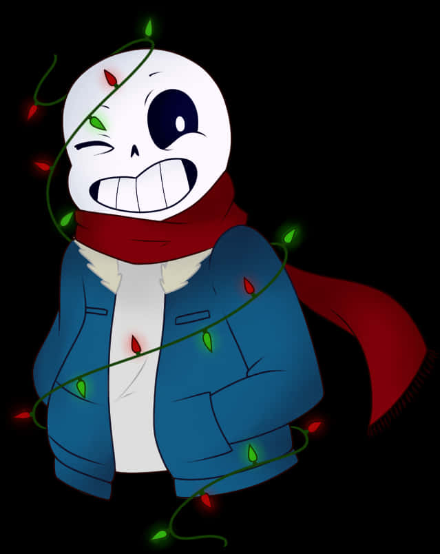 Sans Undertale Holiday Lights PNG Image