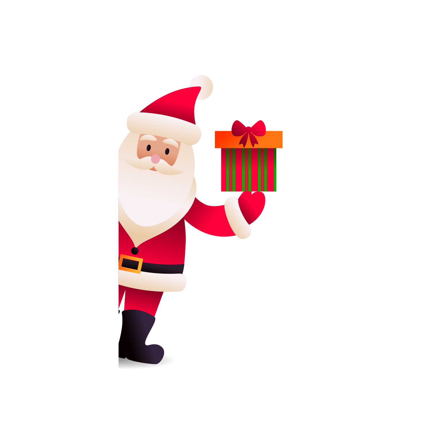 Santa Claus Holding Gift Happy New Year PNG Image