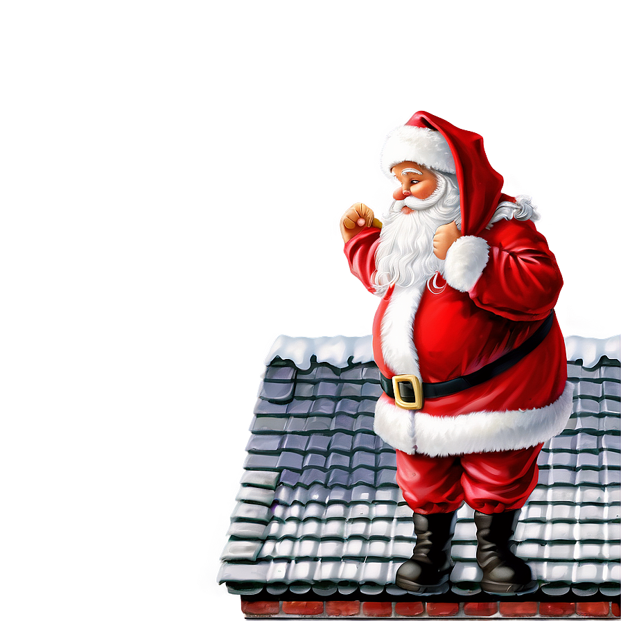 Santa Claus On Roof Png Gle PNG Image