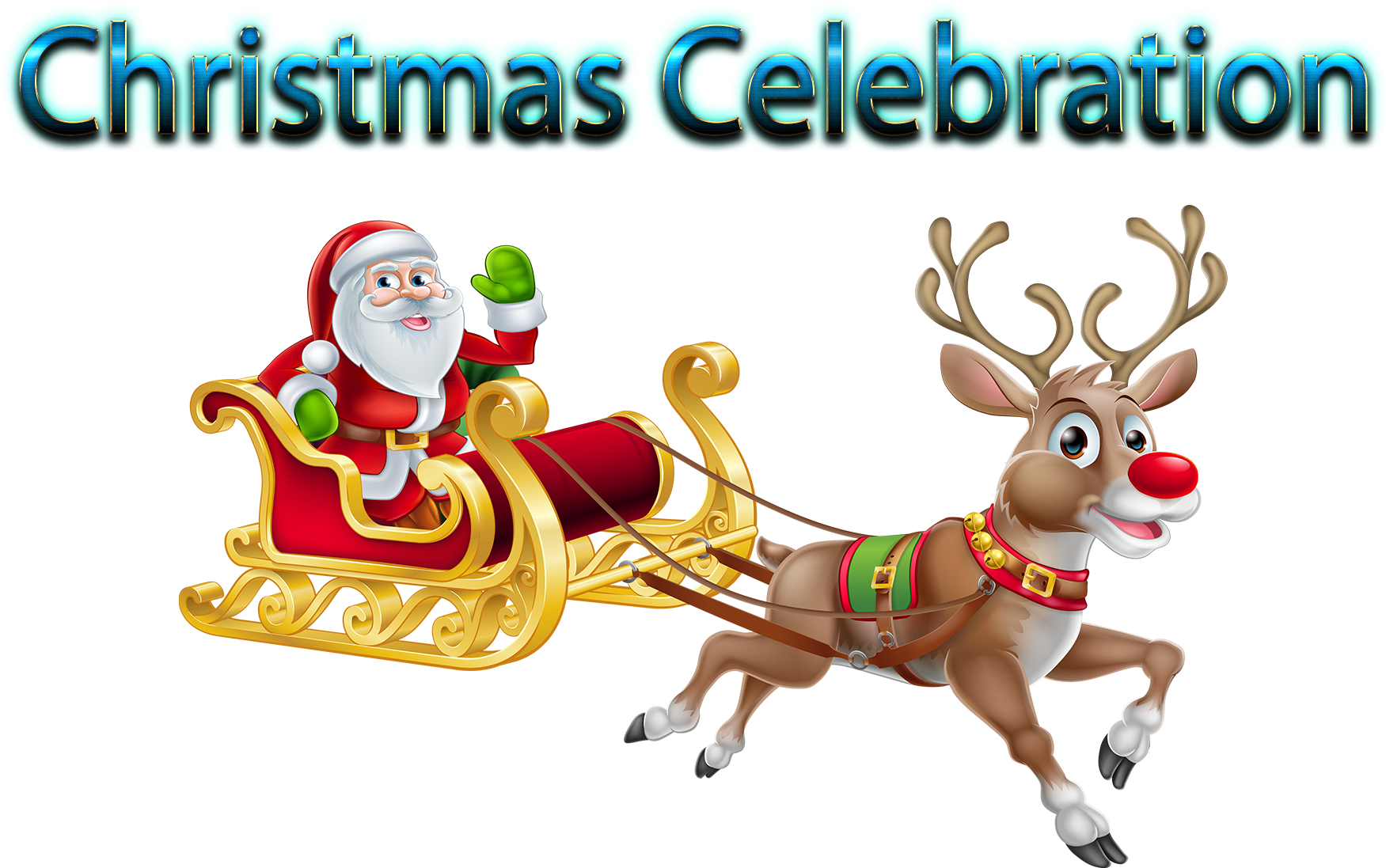 Santa Claus Reindeer Sleigh Christmas Celebration PNG Image