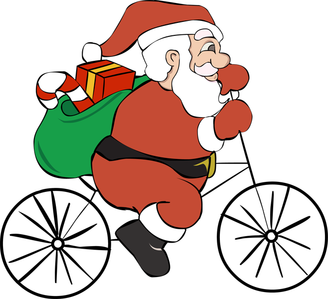 Santa Claus Riding B M X Bike With Gifts PNG Image