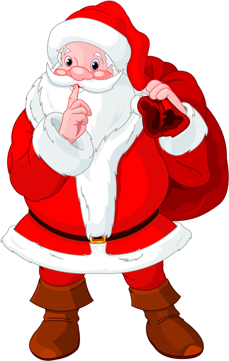 Santa Claus Shushing Cartoon PNG Image