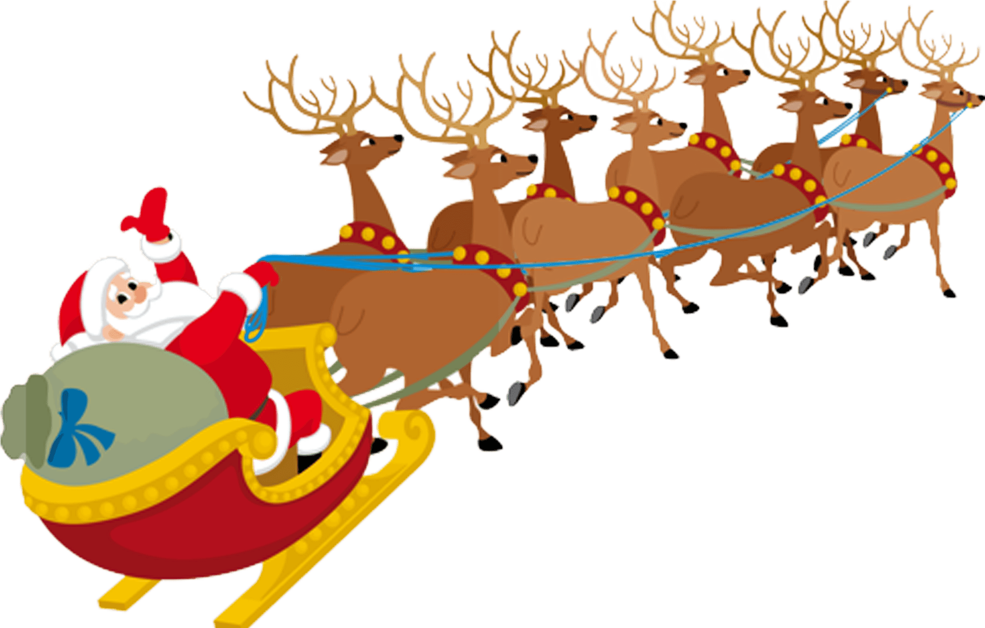 Santa Claus Sleigh Reindeer Illustration PNG Image