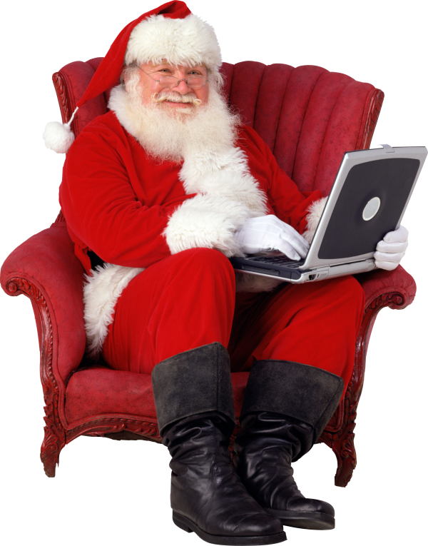 Santa Claus With Laptop PNG Image