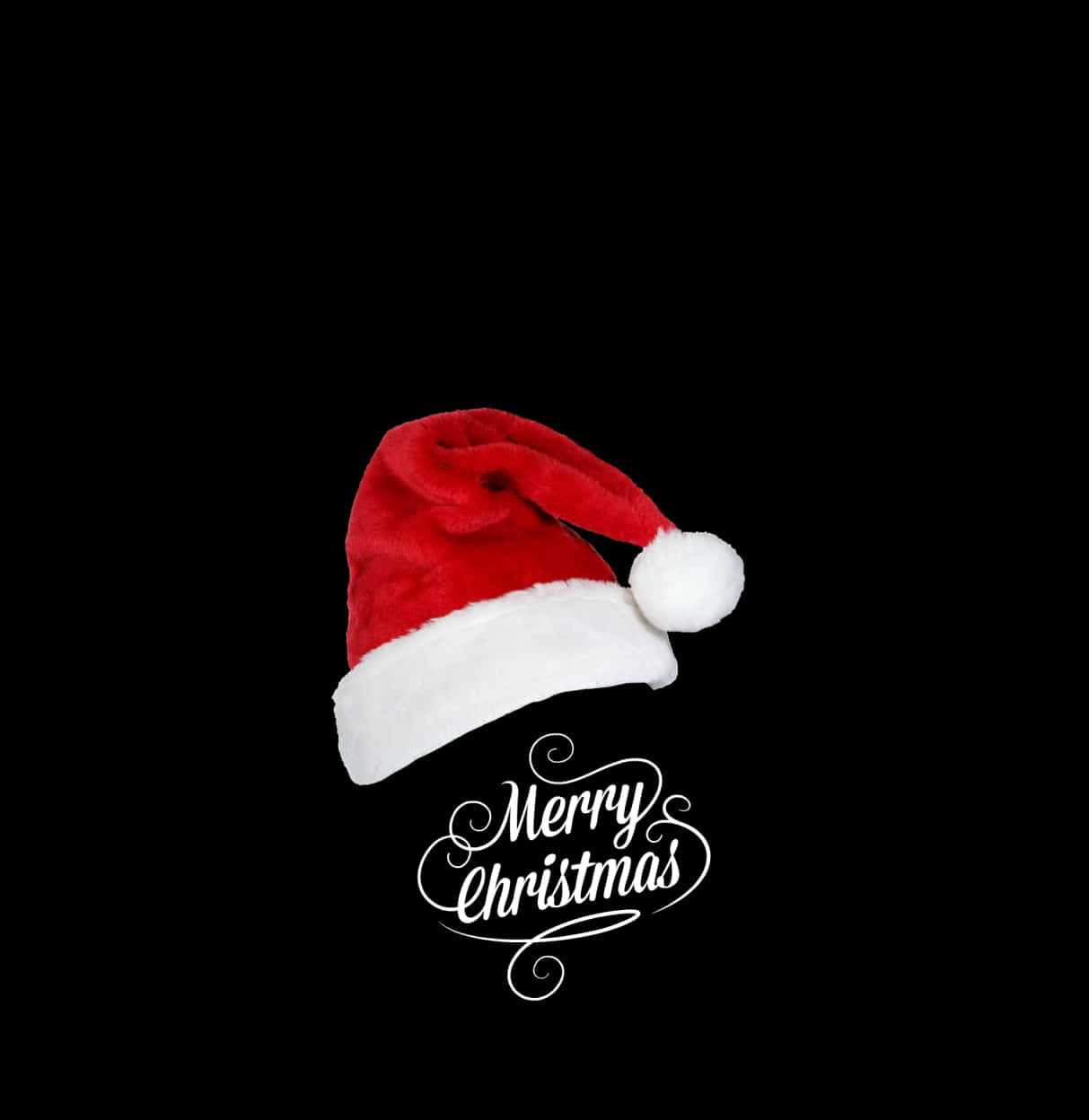 Santa Hat Merry Christmas Black Background PNG Image