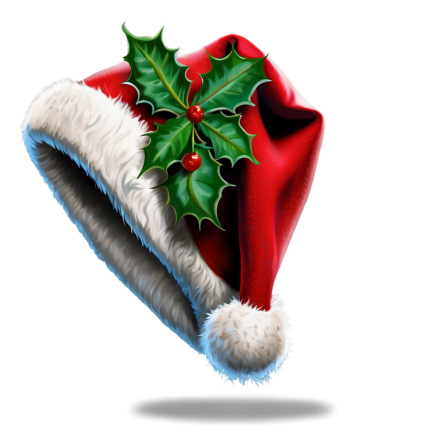 Santa Hat With Holly Png Fhh PNG Image