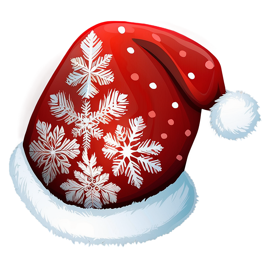 Santa Hat With Snowflakes Vector Png Fjg60 PNG Image