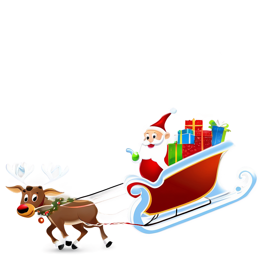 Santa's Sleigh And Reindeer Heading To Town Png Luq PNG Image