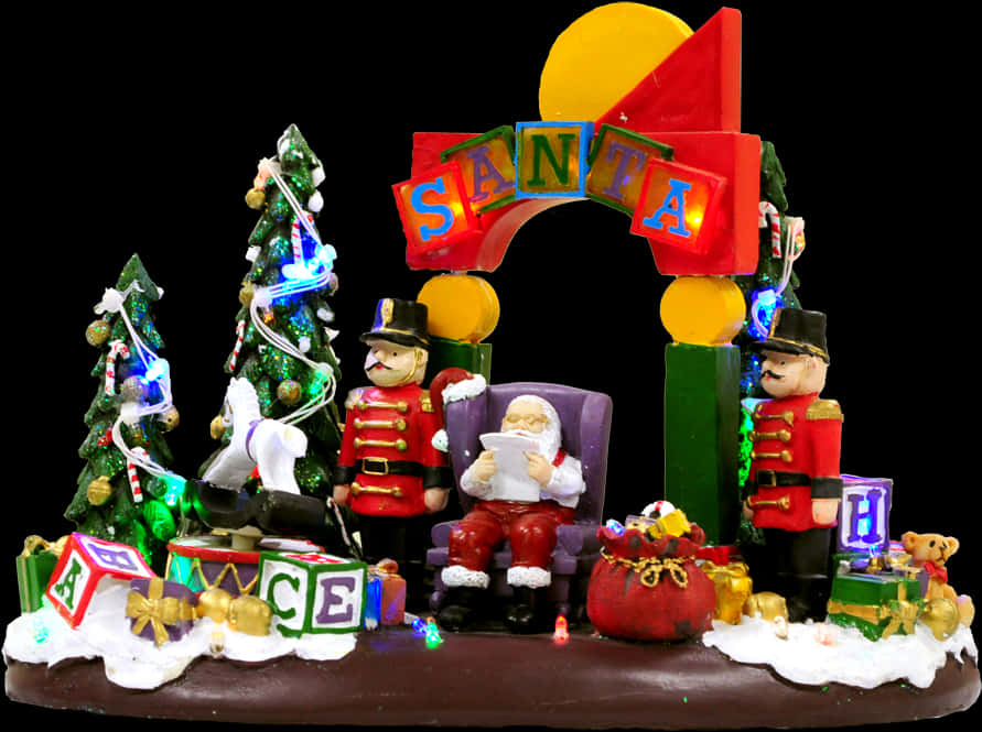 Santa Throne Christmas Decoration PNG Image