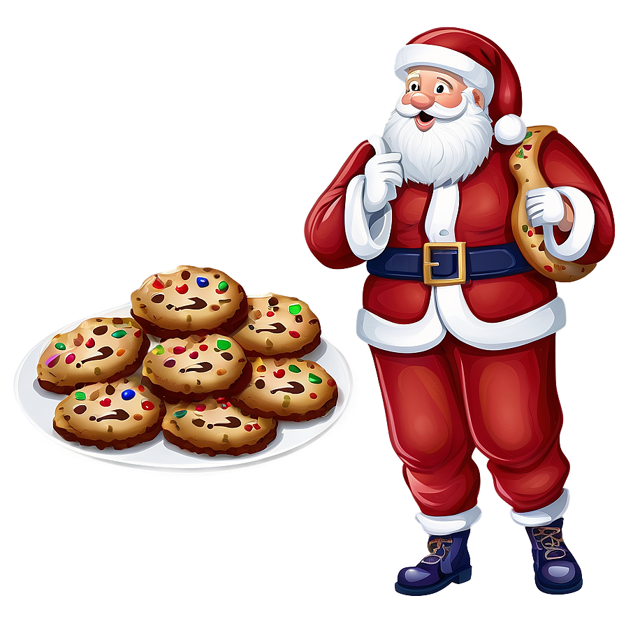 Santa With Cookies Cartoon Png Fff PNG Image