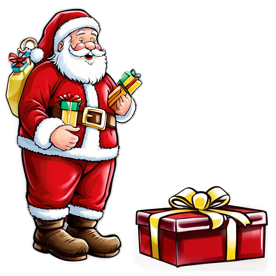 Santa With Gifts Outline Png 06292024 PNG Image