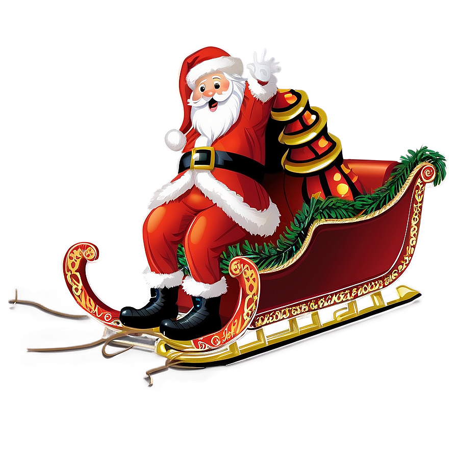 Santa With Sleigh Bells Png Oms PNG Image