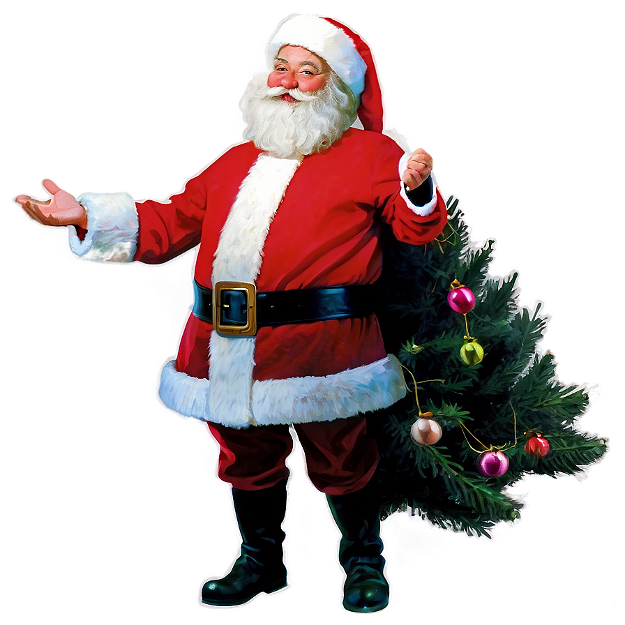 Santa With Tree Png 94 PNG Image