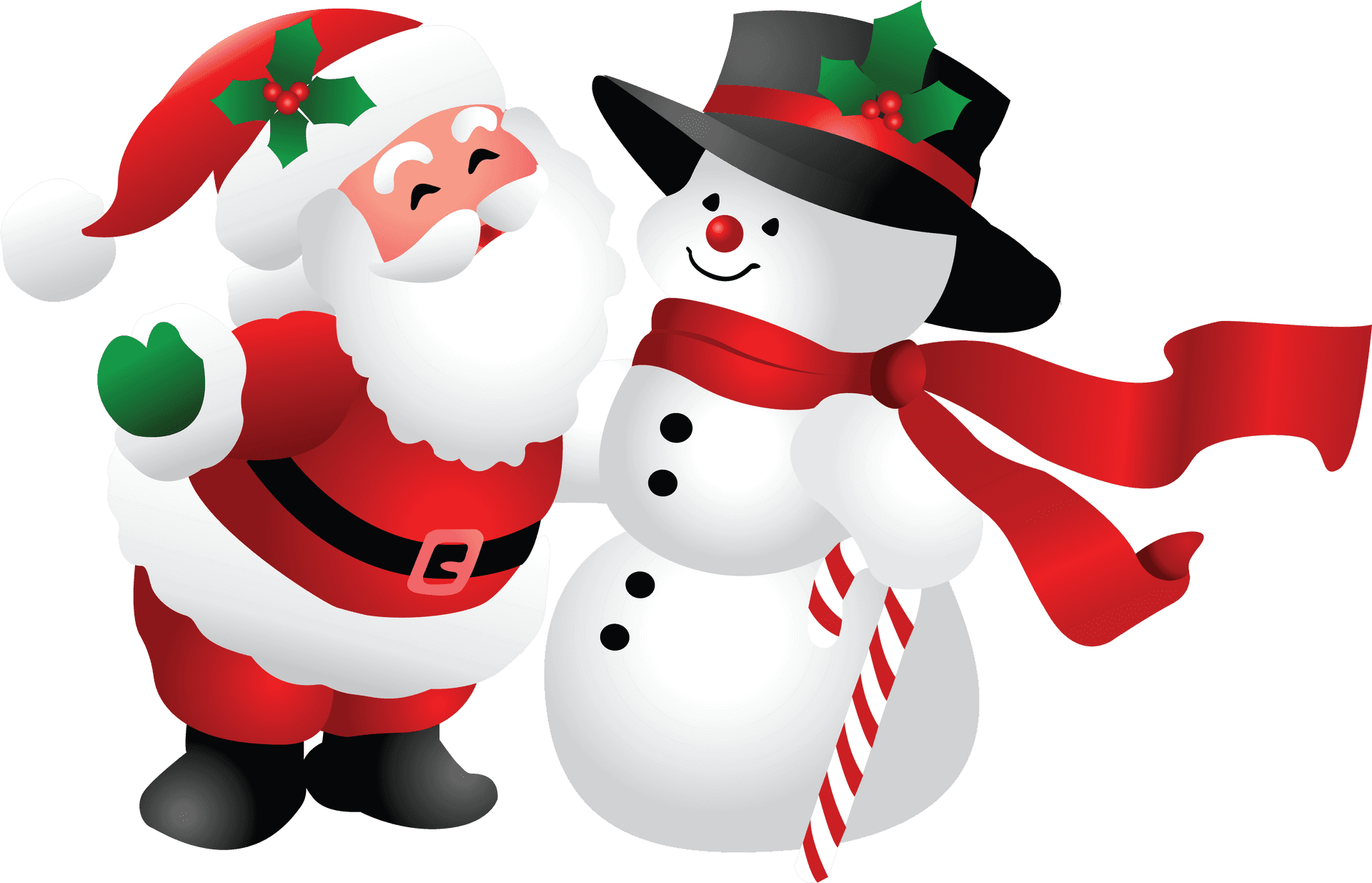 Santaand Snowman Holiday Clipart PNG Image