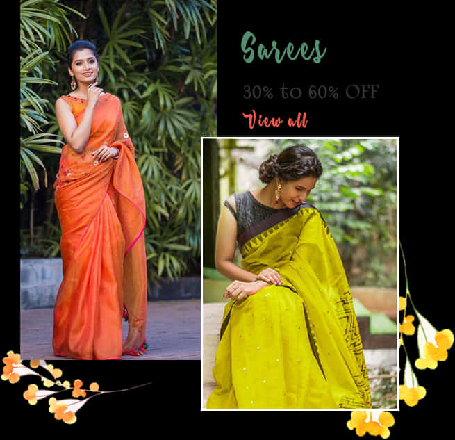 Saree Sale Promotion Models PNG Image