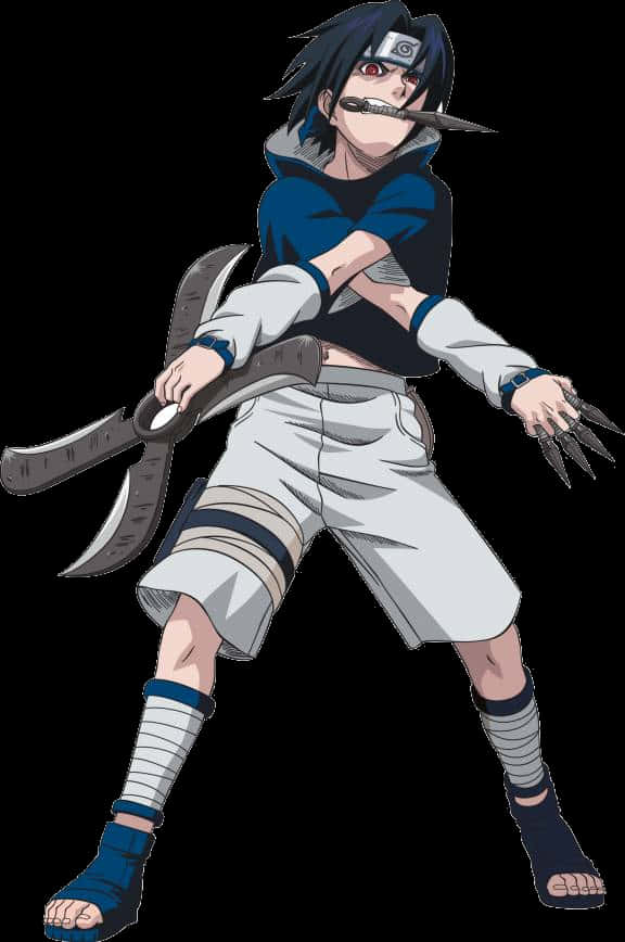 Sasuke Uchiha Action Pose PNG Image