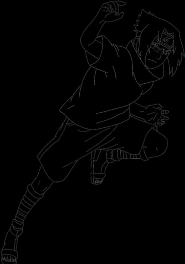 Sasuke Uchiha Ninja Stance PNG Image