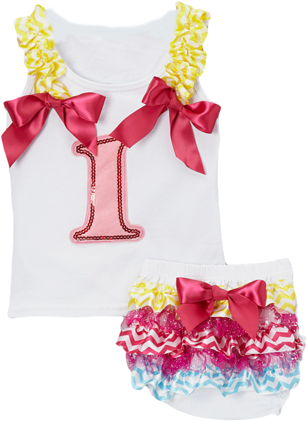 Satin Bow Baby Outfit PNG Image