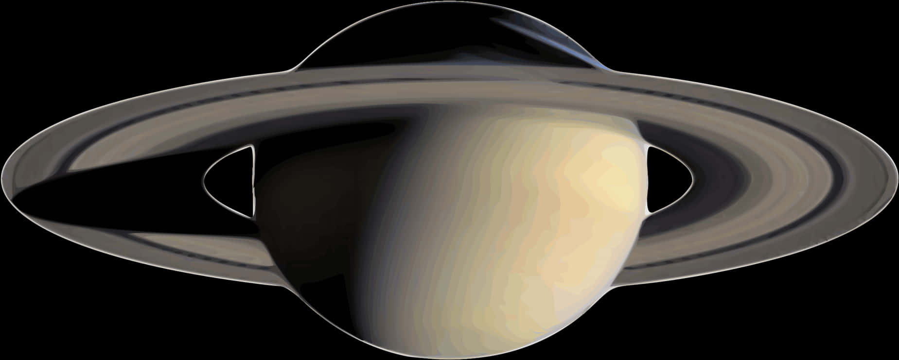 Saturn Planetary Rings Profile PNG Image