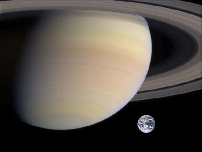 Saturnand Earth Comparison PNG Image