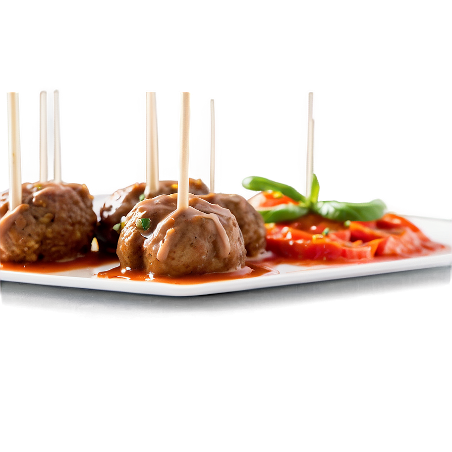 Saucy Meatballson Plate PNG Image