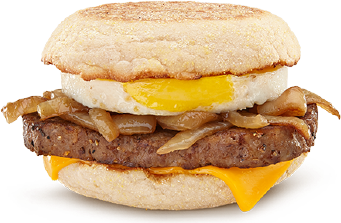 Sausage Egg Cheese Muffin Breakfast Sandwich PNG Image