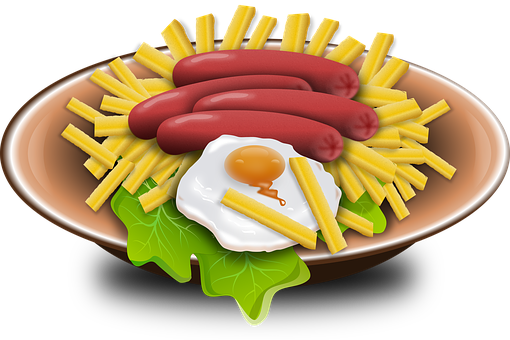 Sausages Friesand Fried Egg Plate PNG Image