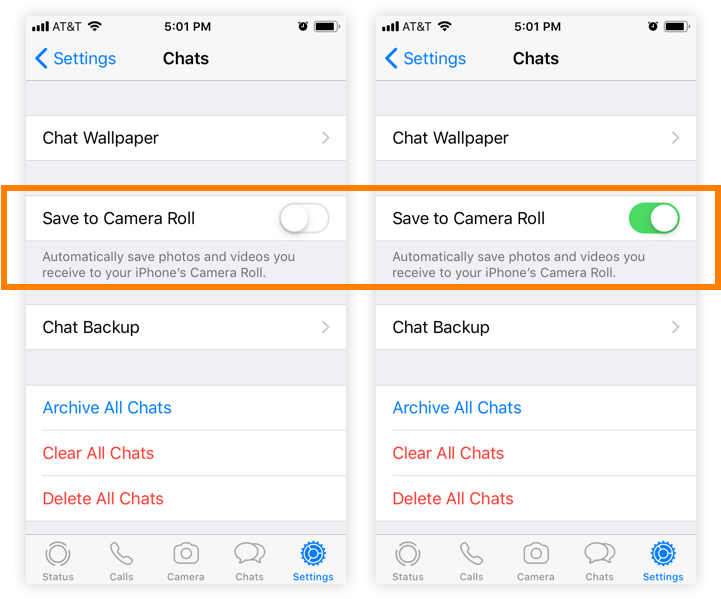 Saveto Camera Roll Setting Comparison PNG Image