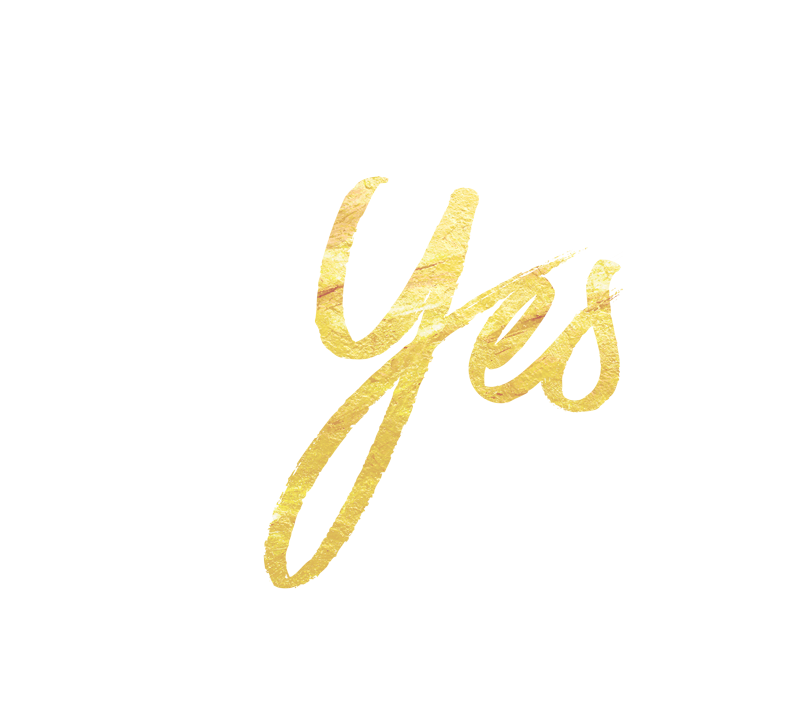 Say Yes Golden Lettering PNG Image