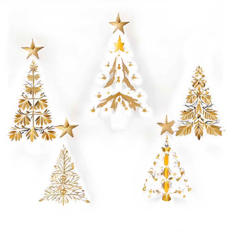 Scandinavian Gold Christmas Tree Design Png Owf PNG Image