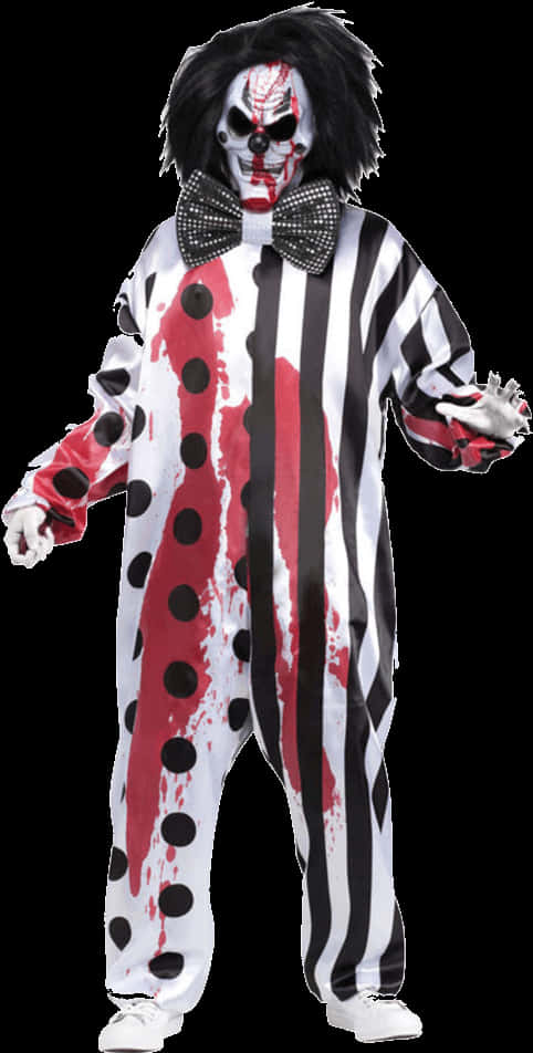 Scary Clown Costumewith Blood Stains PNG Image