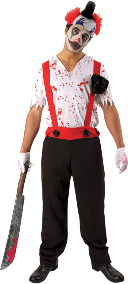 Scary Clown With Bloody Knife PNG Image