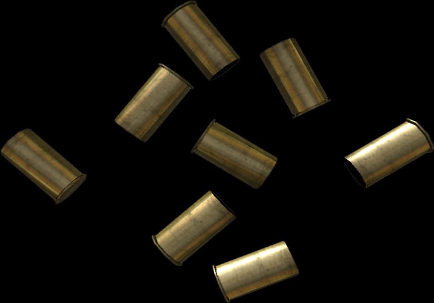 Scattered Bullet Casingson Black PNG Image