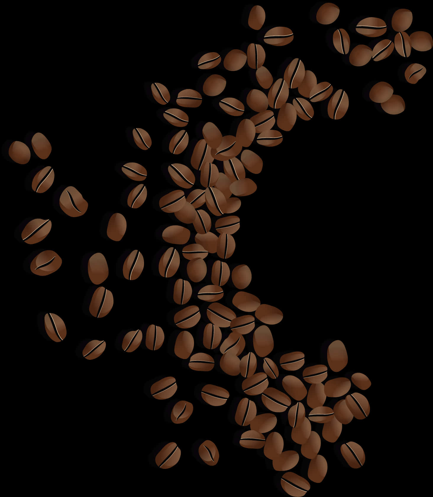 Scattered Coffee Beanson Black Background PNG Image