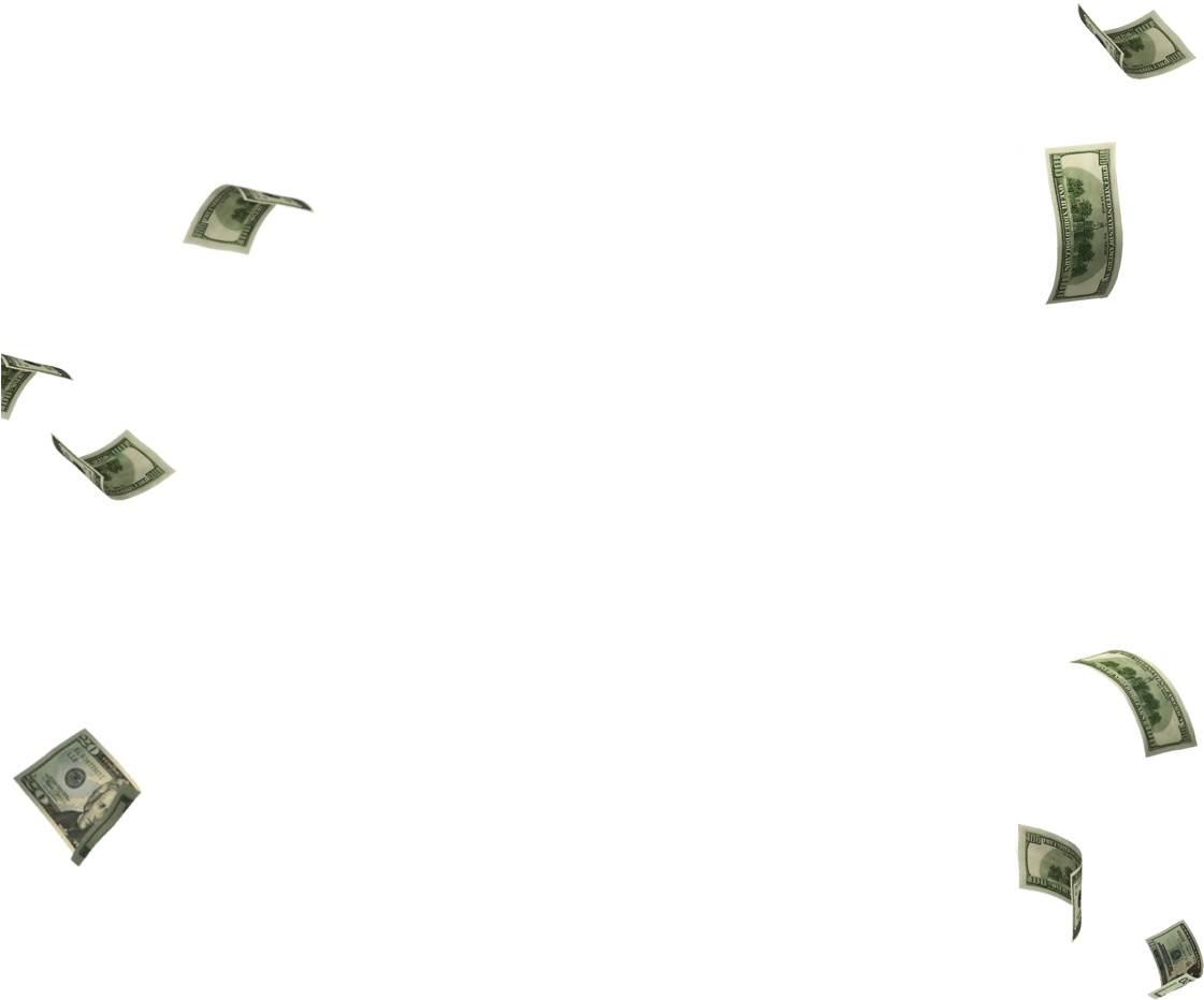 Scattered Dollar Bills Floating Background PNG Image