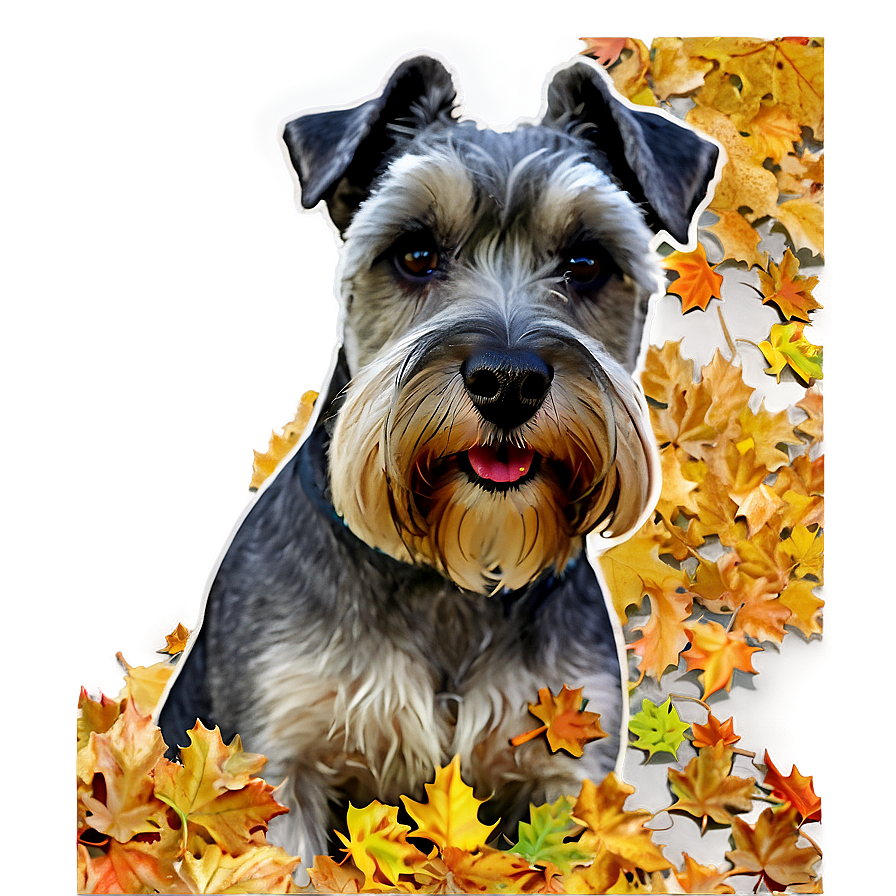 Schnauzer In Autumn Leaves Png 06262024 PNG Image