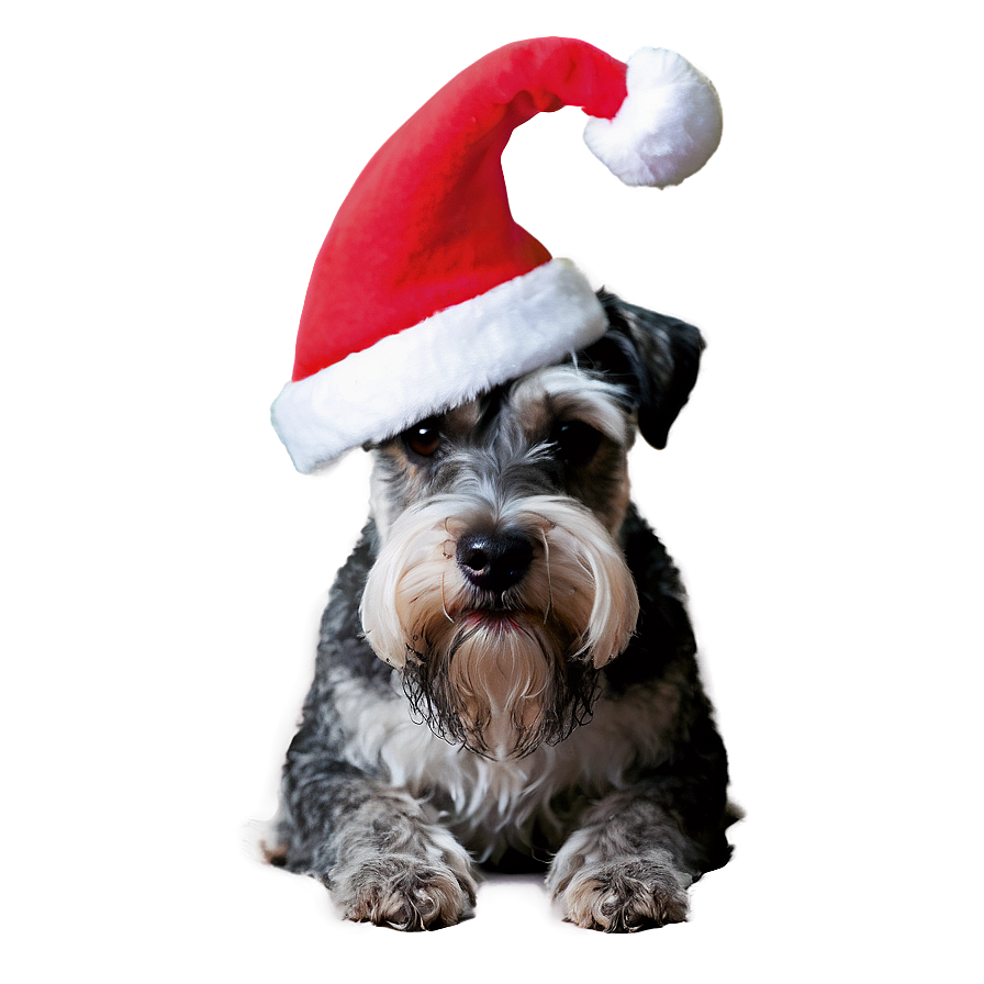 Schnauzer With Santa Hat Png 64 PNG Image