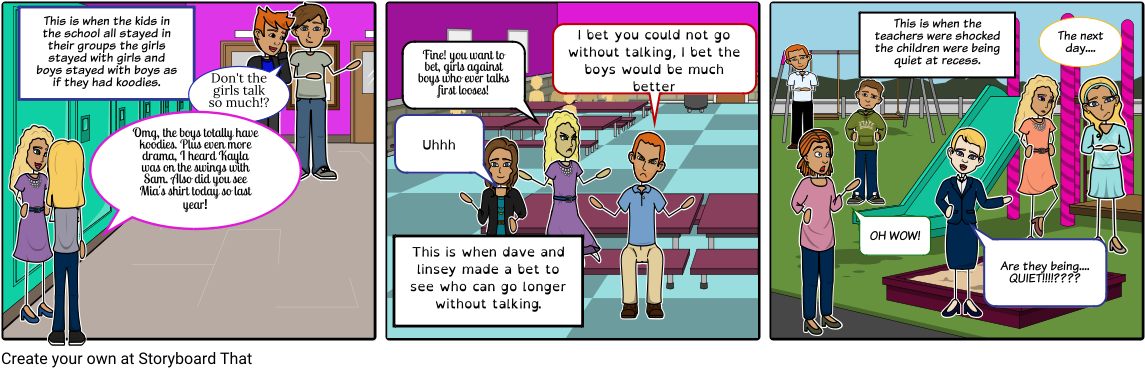 School Bet Silence Comic Strip PNG Image