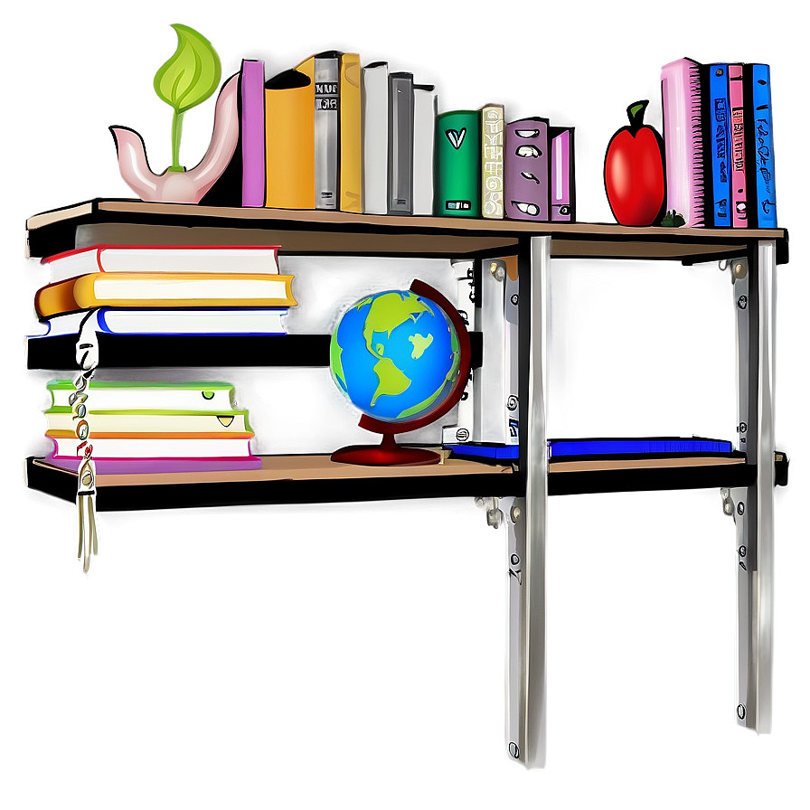 School Books On Shelf Png 06262024 PNG Image