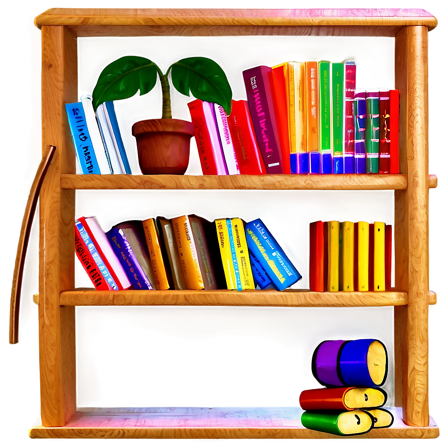 School Books On Shelf Png Kpy PNG Image