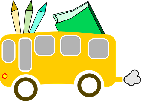 School Bus Cartoon Graphic PNG Image