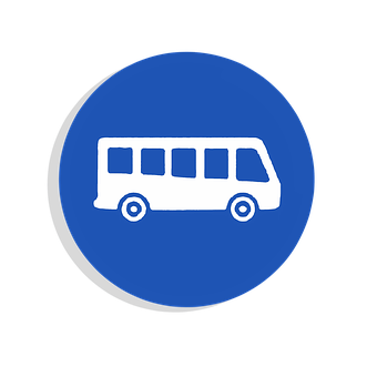 School Bus Icon Blue Background PNG Image