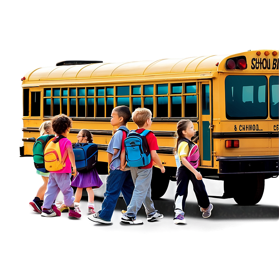 School Bus With Children Png Ivp PNG Image