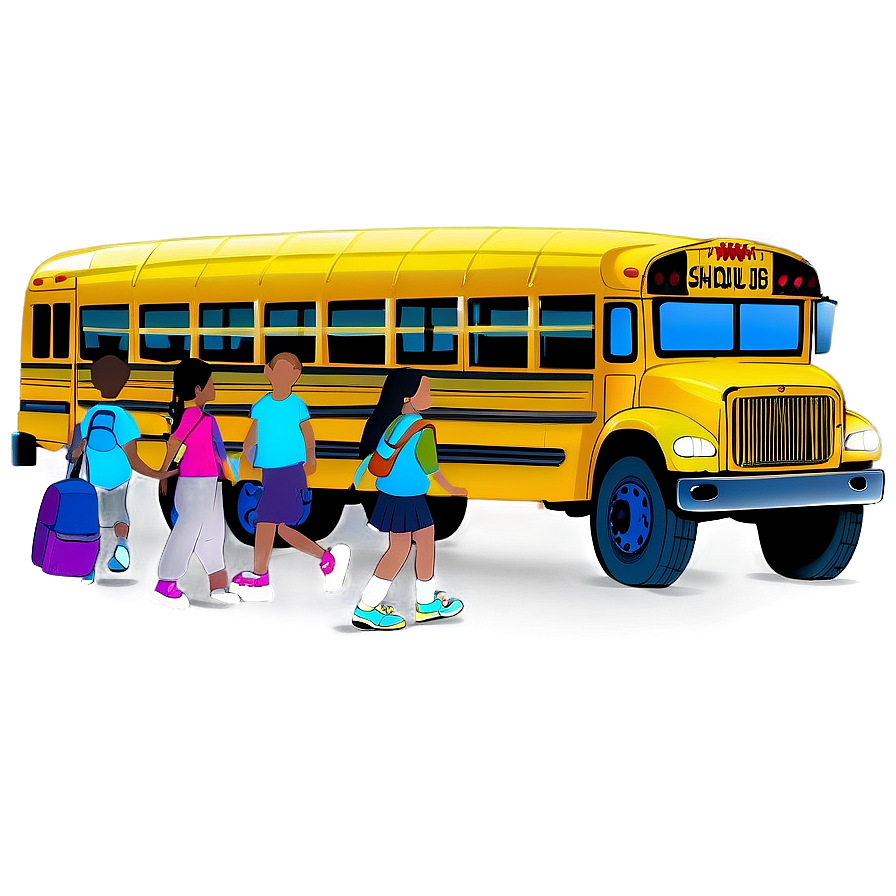 School Bus With Children Png Rsj8 PNG Image